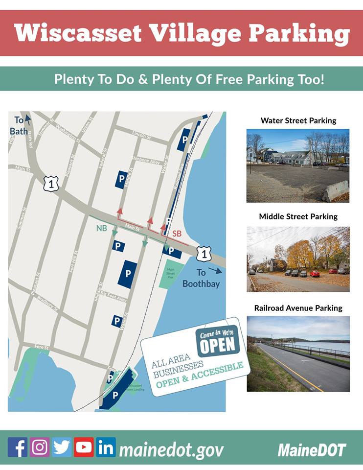 Map of parking in downtown Wiscasset