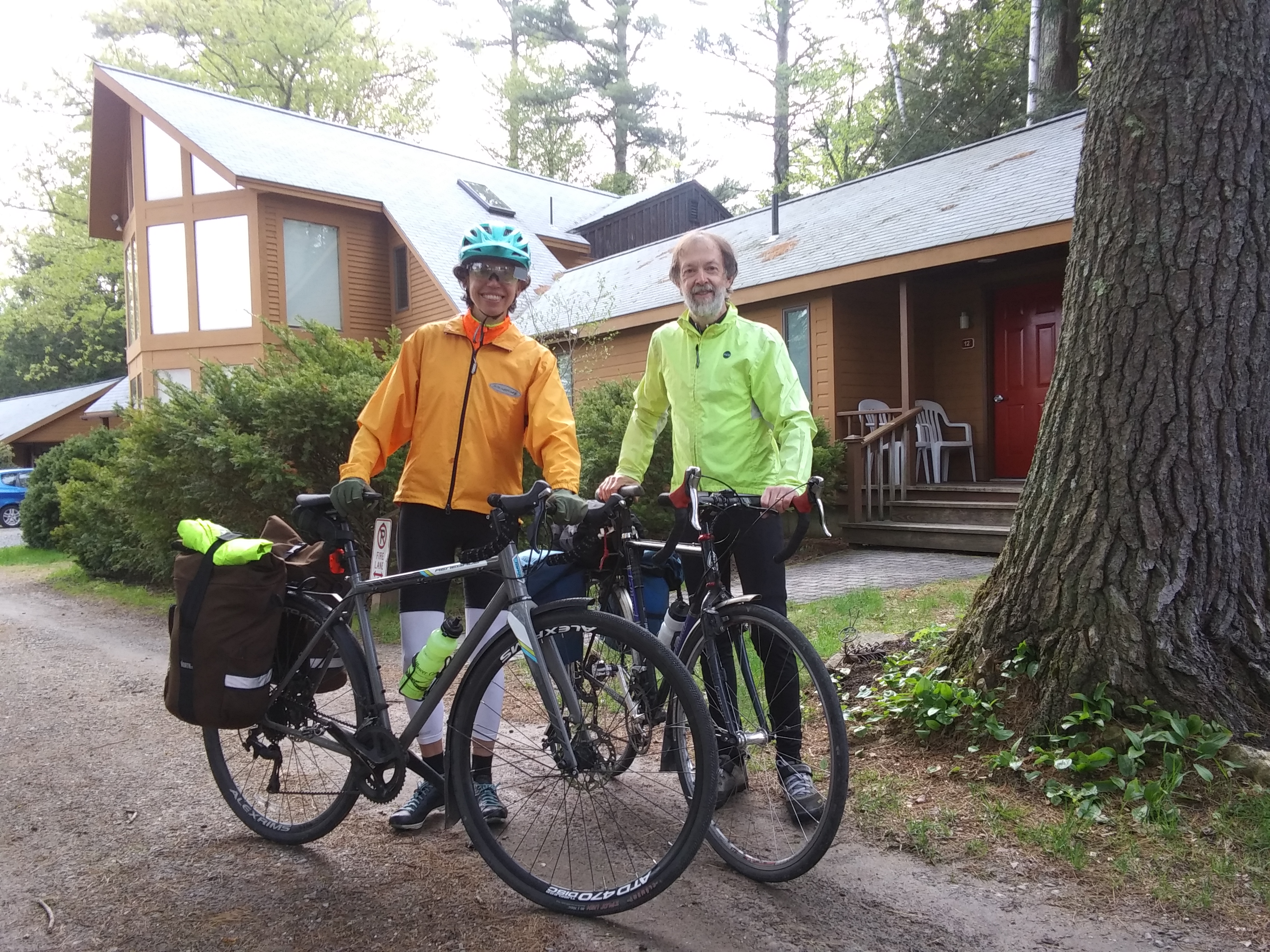 Bicyclists art Wiscasset Woods