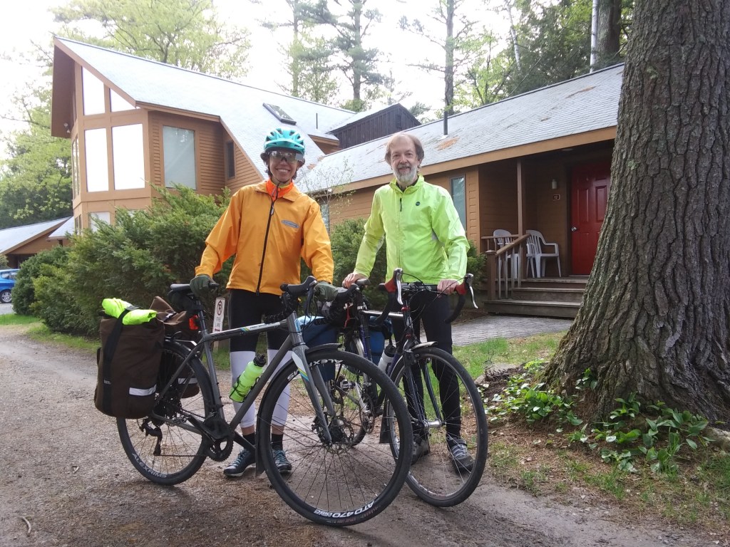 Bicyclists art Wiscasset Woods