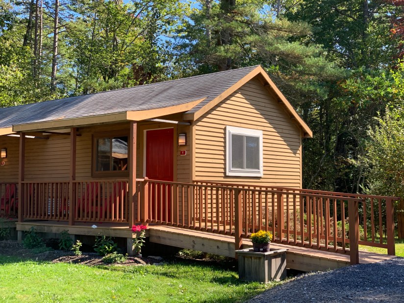 Dedicated parking space and ramp to our handicap accessible hotel room in Midcoast Maine.
